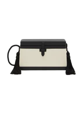 -----------HUNTING SEASON ---- ------------BLACK AND WHITE ----The Square Satin Leather Trunk Bag --