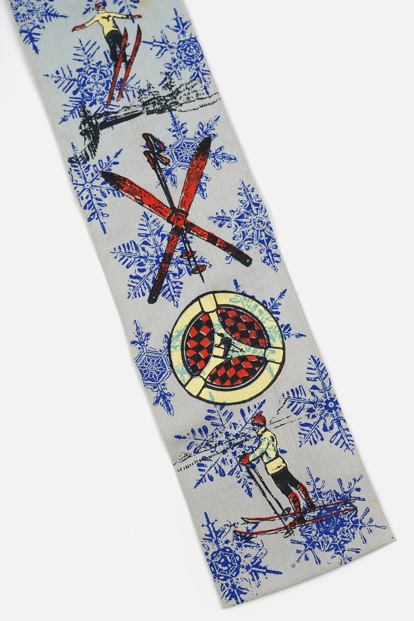 1960s Rooster Hand Printed Ski Tie