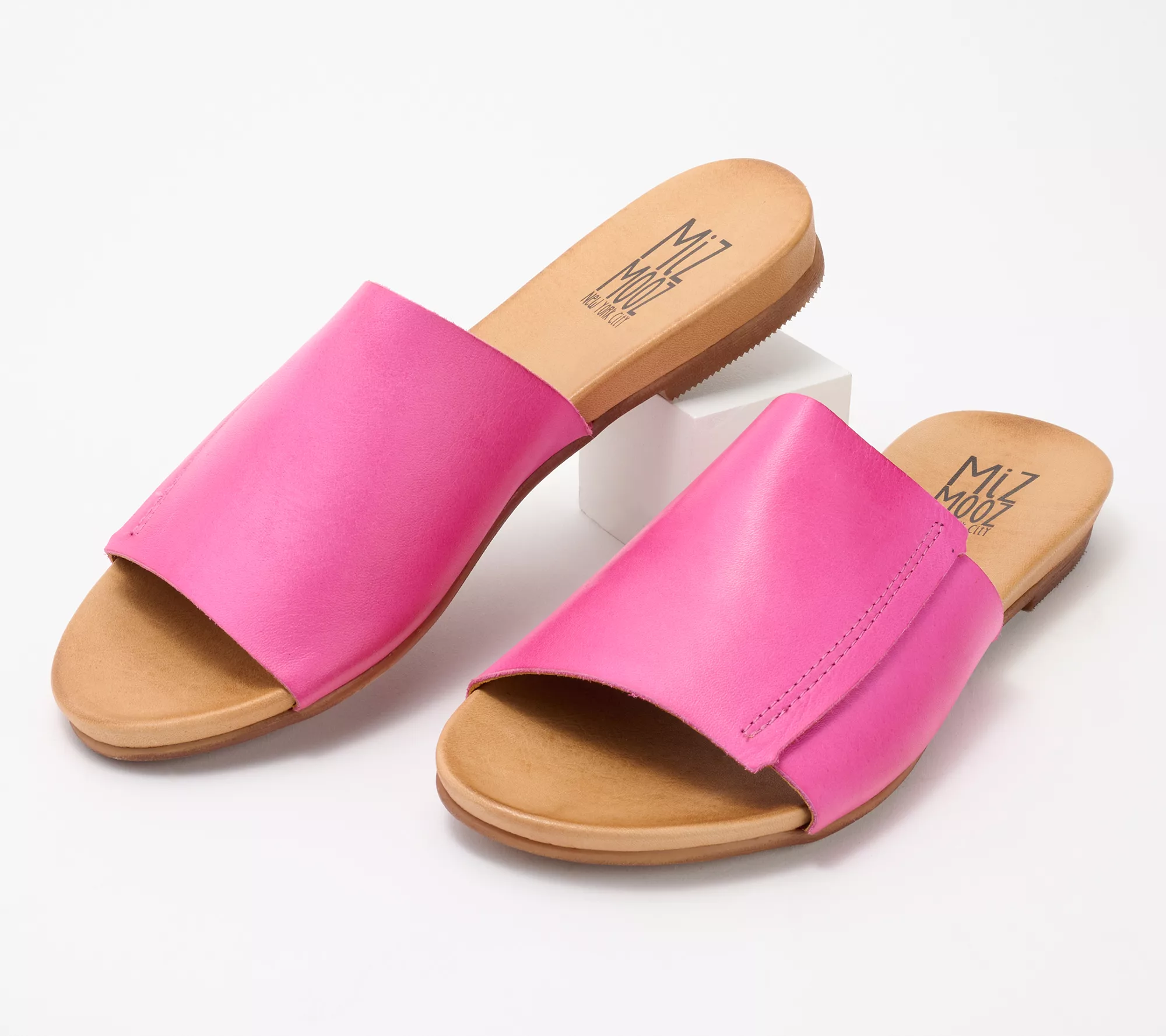 "As Is" Miz Mooz Wide Width Leather Slide Sandals - Aurelia