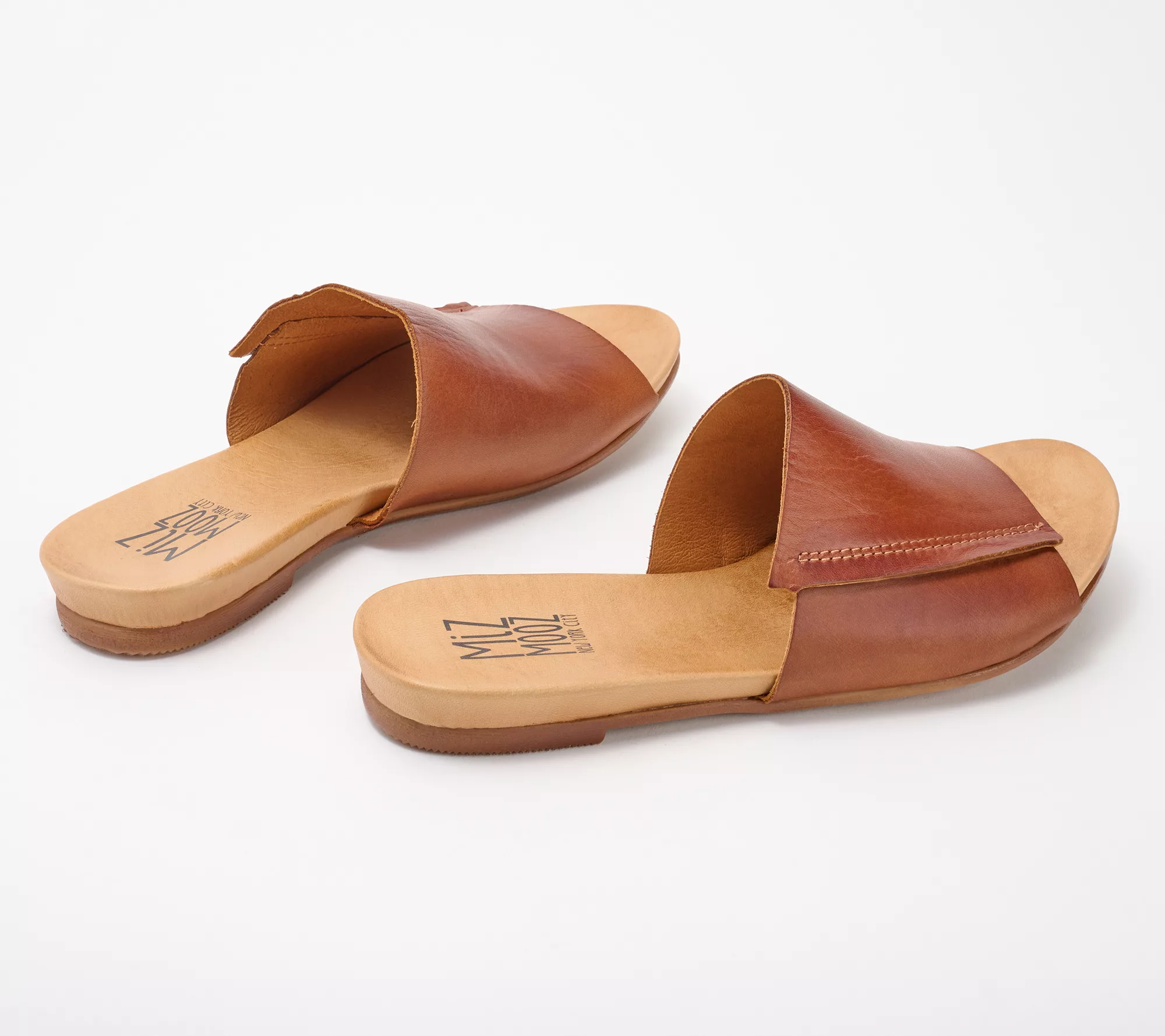 "As Is" Miz Mooz Wide Width Leather Slide Sandals - Aurelia