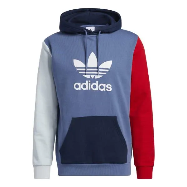 adidas - Men - Colorblocked Trefoil Hoodie - Blue/Scarlet