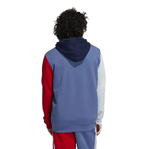 adidas - Men - Colorblocked Trefoil Hoodie - Blue/Scarlet