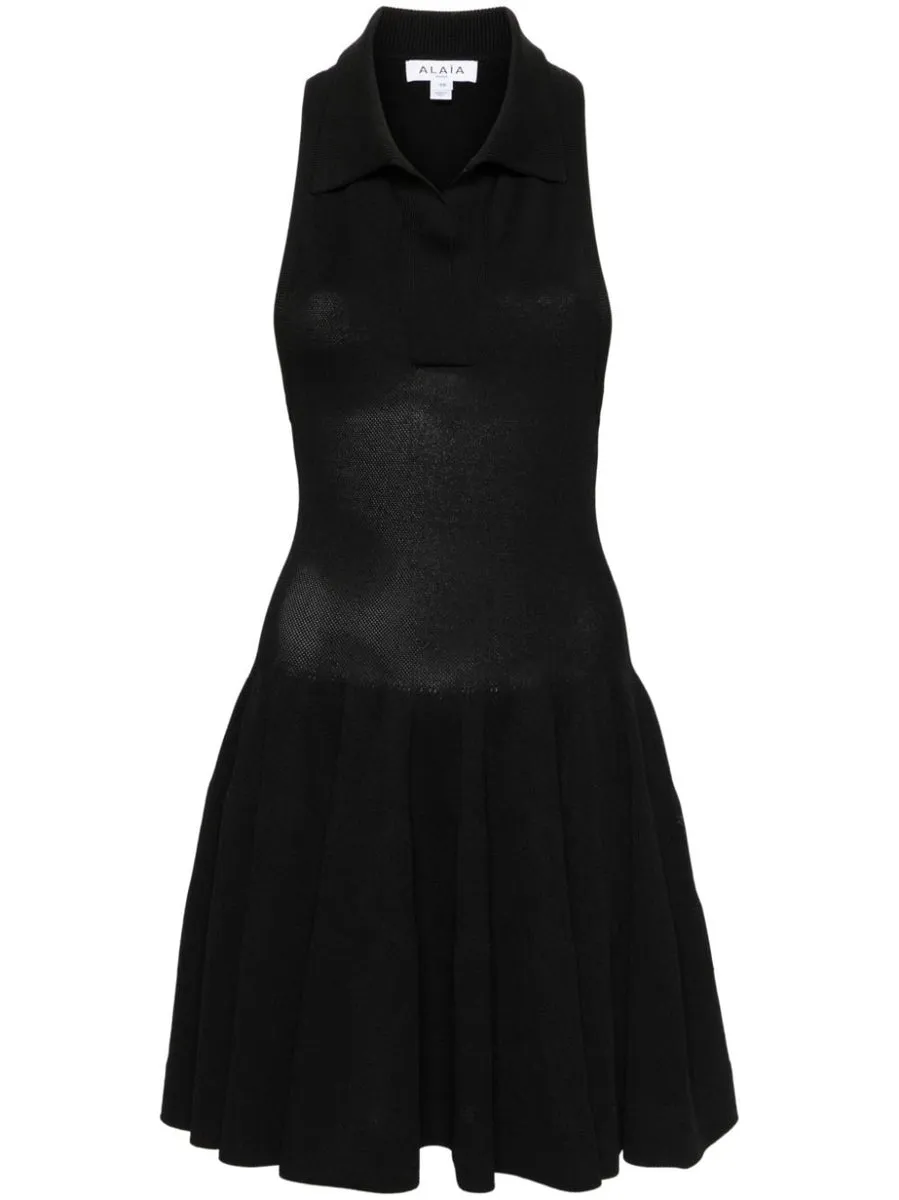 Alaia    Alaia Piquet Knit Polo Dress