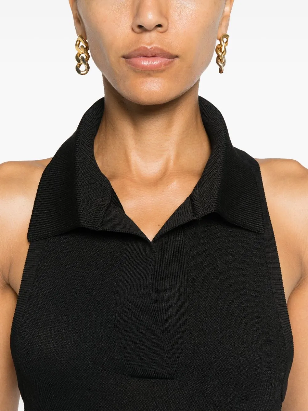 Alaia    Alaia Piquet Knit Polo Dress