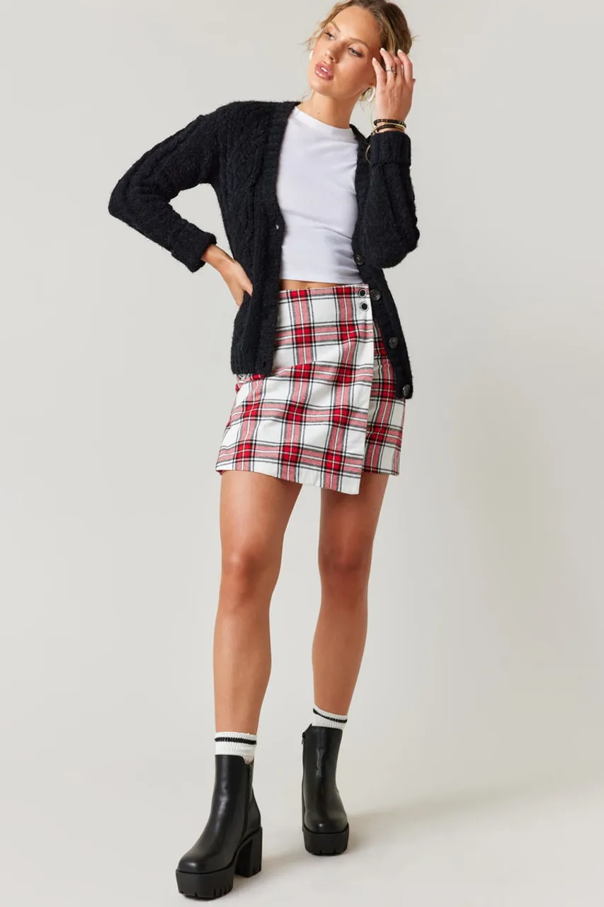 Amelia Plaid Wrap Mini Skirt