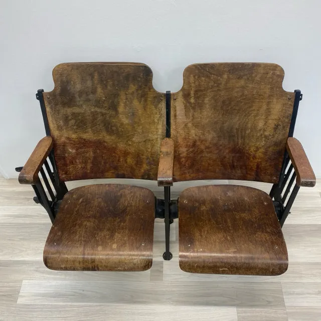 Antique Folding Double Theater Chair