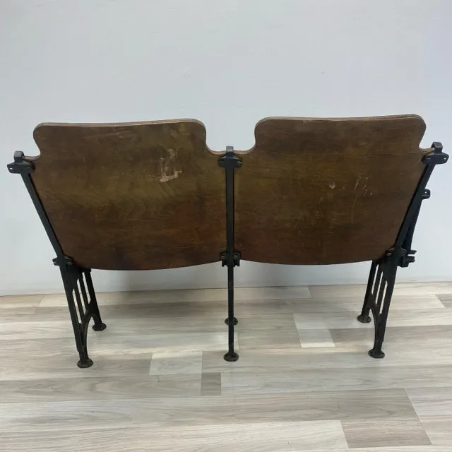 Antique Folding Double Theater Chair