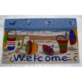 Beach Welcome Coir Mat With Vinyl Backing Floor Coverings