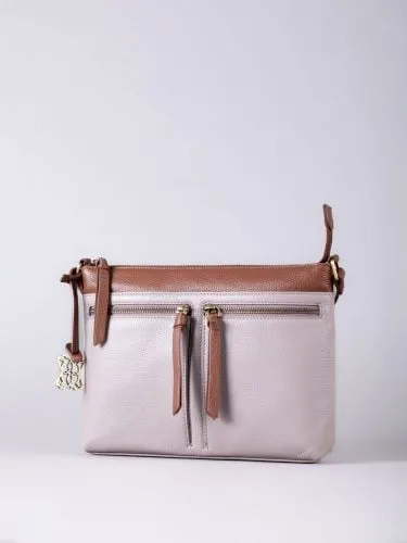 Beetham Leather Cross Body Bag in Beige