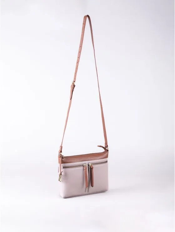 Beetham Leather Cross Body Bag in Beige