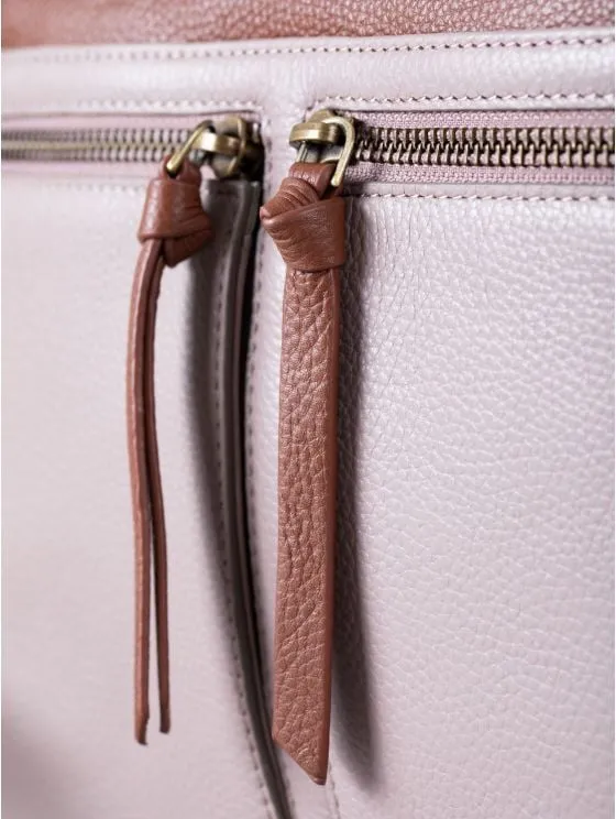 Beetham Leather Cross Body Bag in Beige