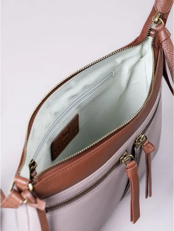 Beetham Leather Cross Body Bag in Beige