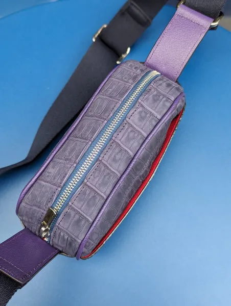 Bespoke Cross - Body Bag - Purple Crocodile