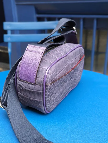 Bespoke Cross - Body Bag - Purple Crocodile