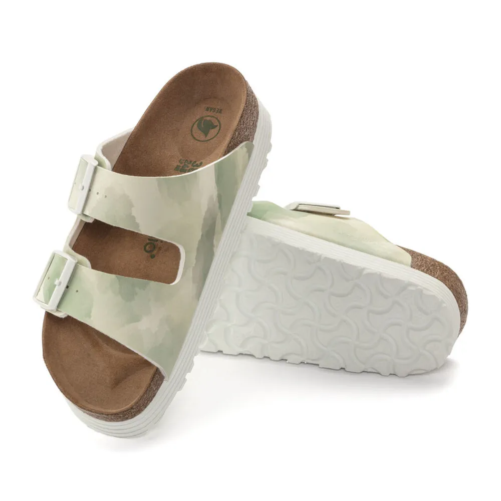 Birkenstock Papillio Arizona Platform Vegan Watercolor Khaki Birko-Flor Women’s Sandals (Narrow)