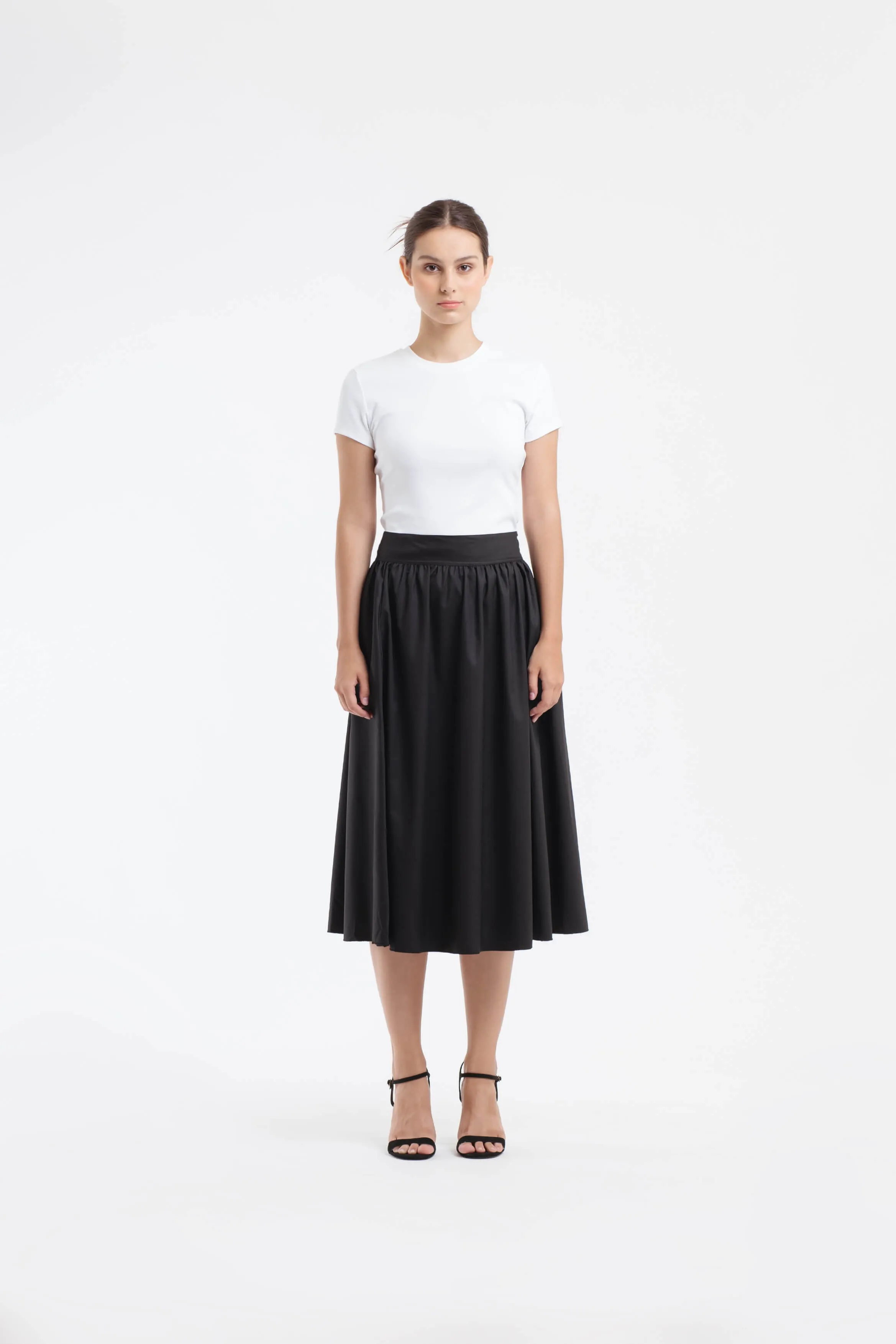 Black Midi A-Line Skirt