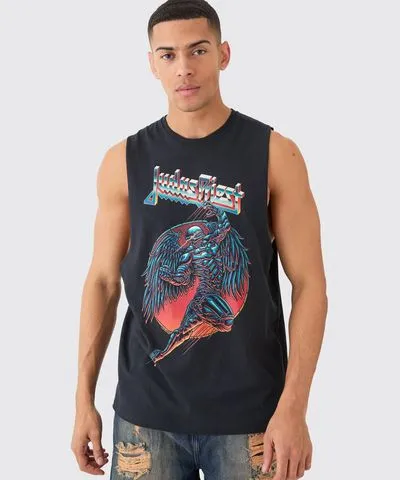 boohooMAN Mens Judas Priest License Tank