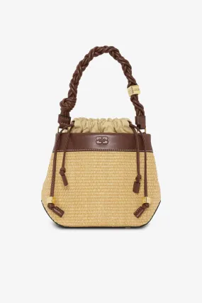 Brown GANNI Bou Bucket Bag Raffia