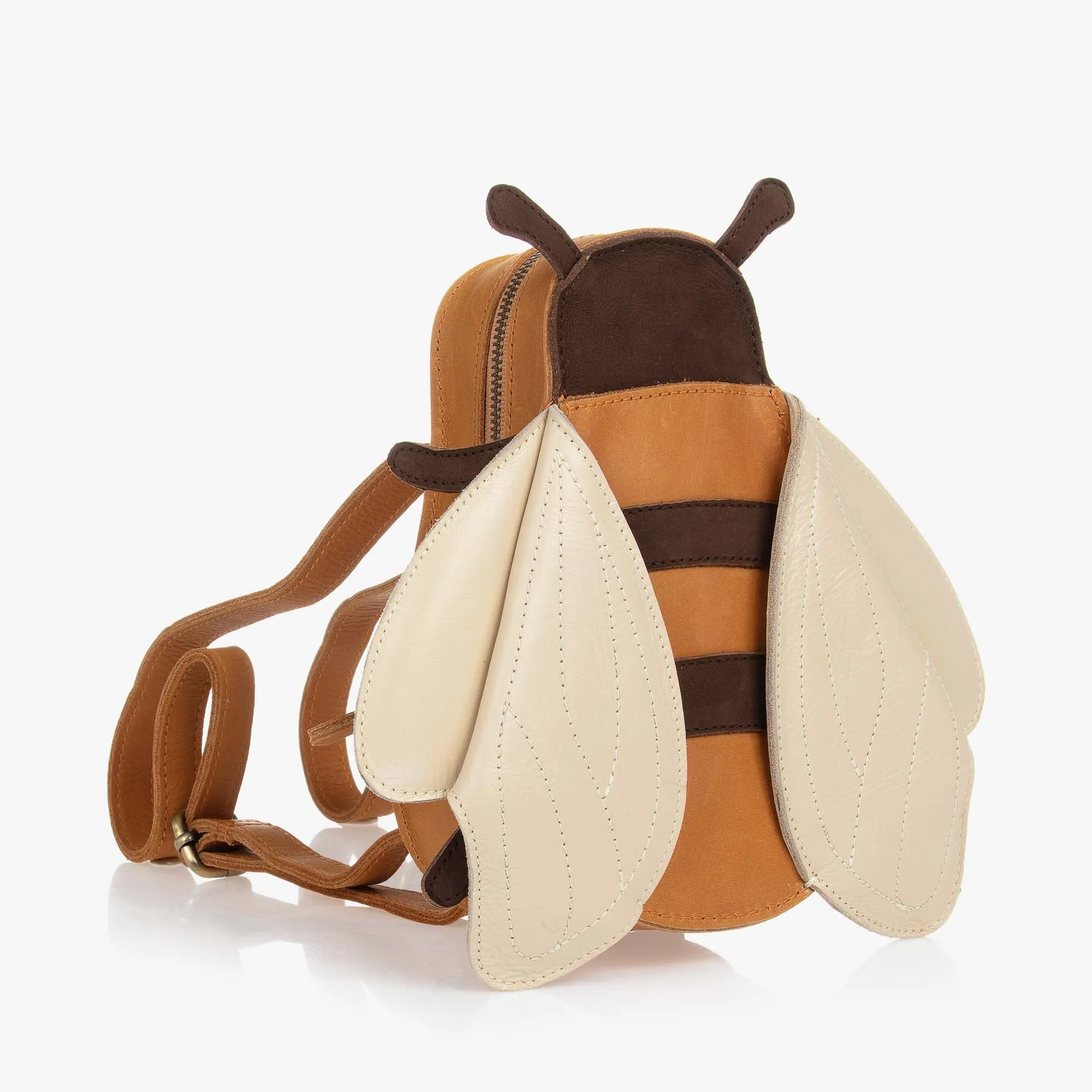 Brown Leather Bee Backpack (18cm)