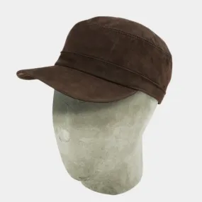 Brown Leather Cuban Cap