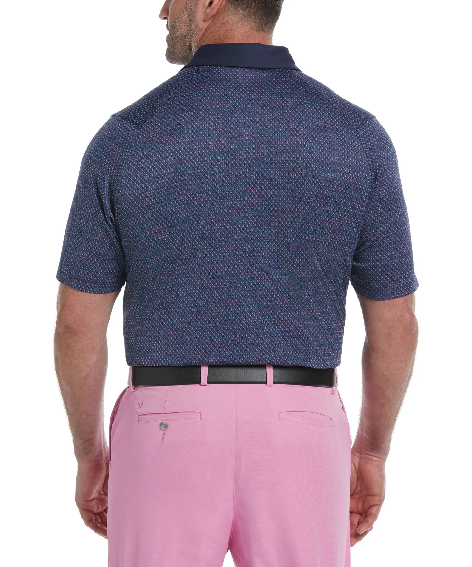 Callaway Short Sleeve Geo Jacquard Print Polo