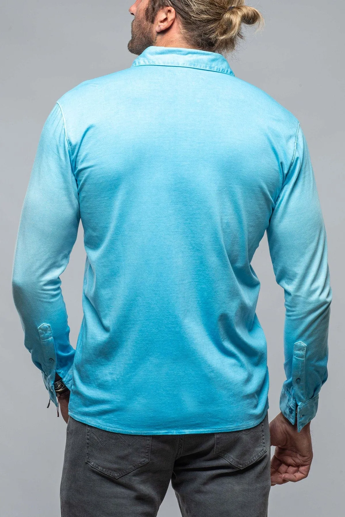 Cambria Button Up Polo in Turquoise