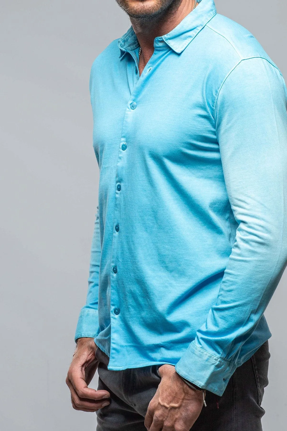 Cambria Button Up Polo in Turquoise