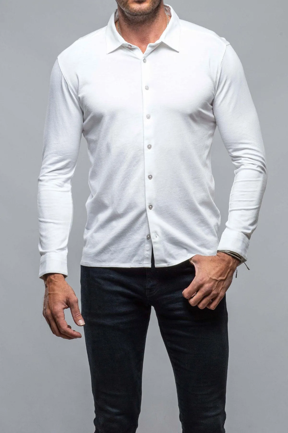 Cambria Button Up Polo in White