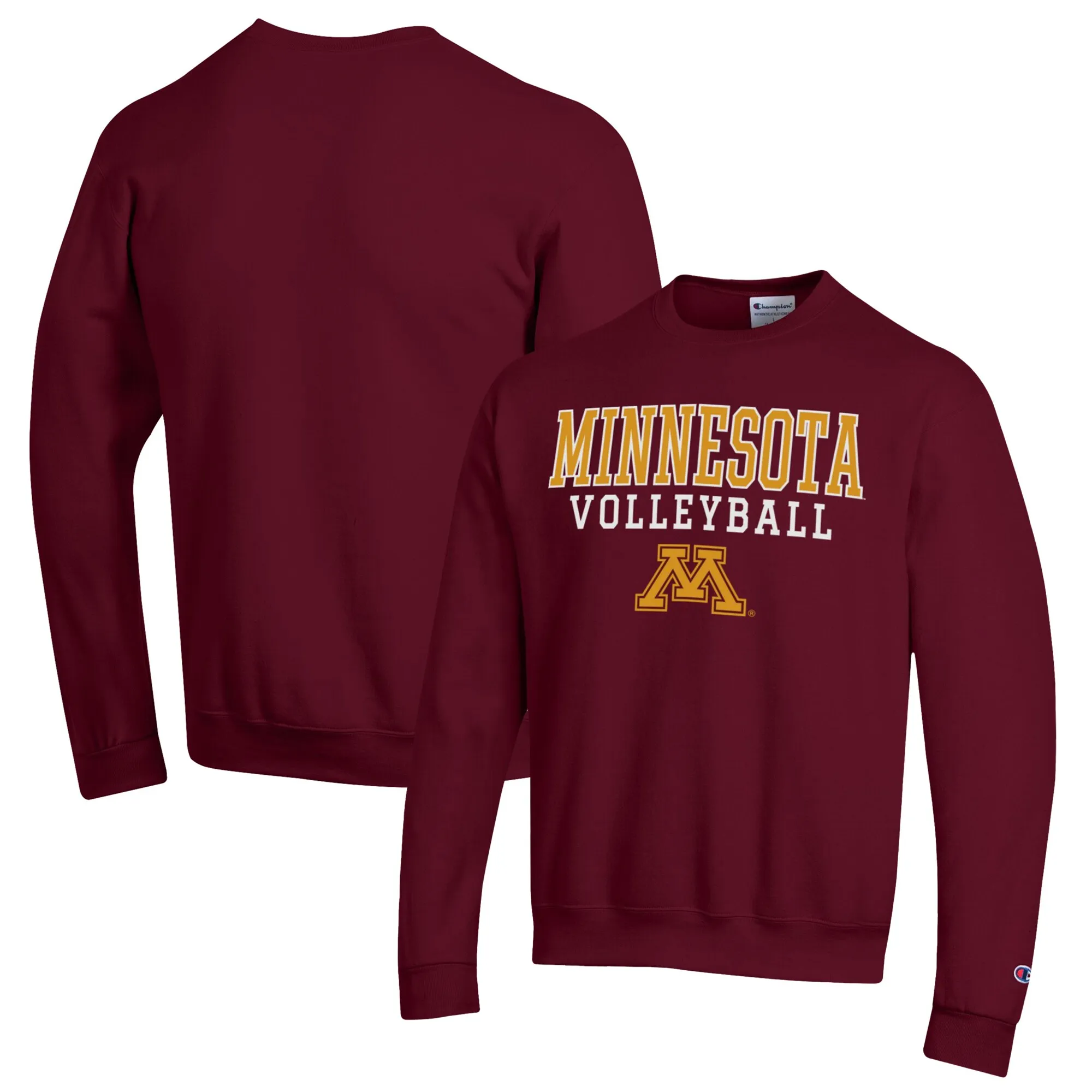 Champion Minnesota Golden Gophers Maroon Stack Logo Volleyball Powerblend Pullover Sweatshirt