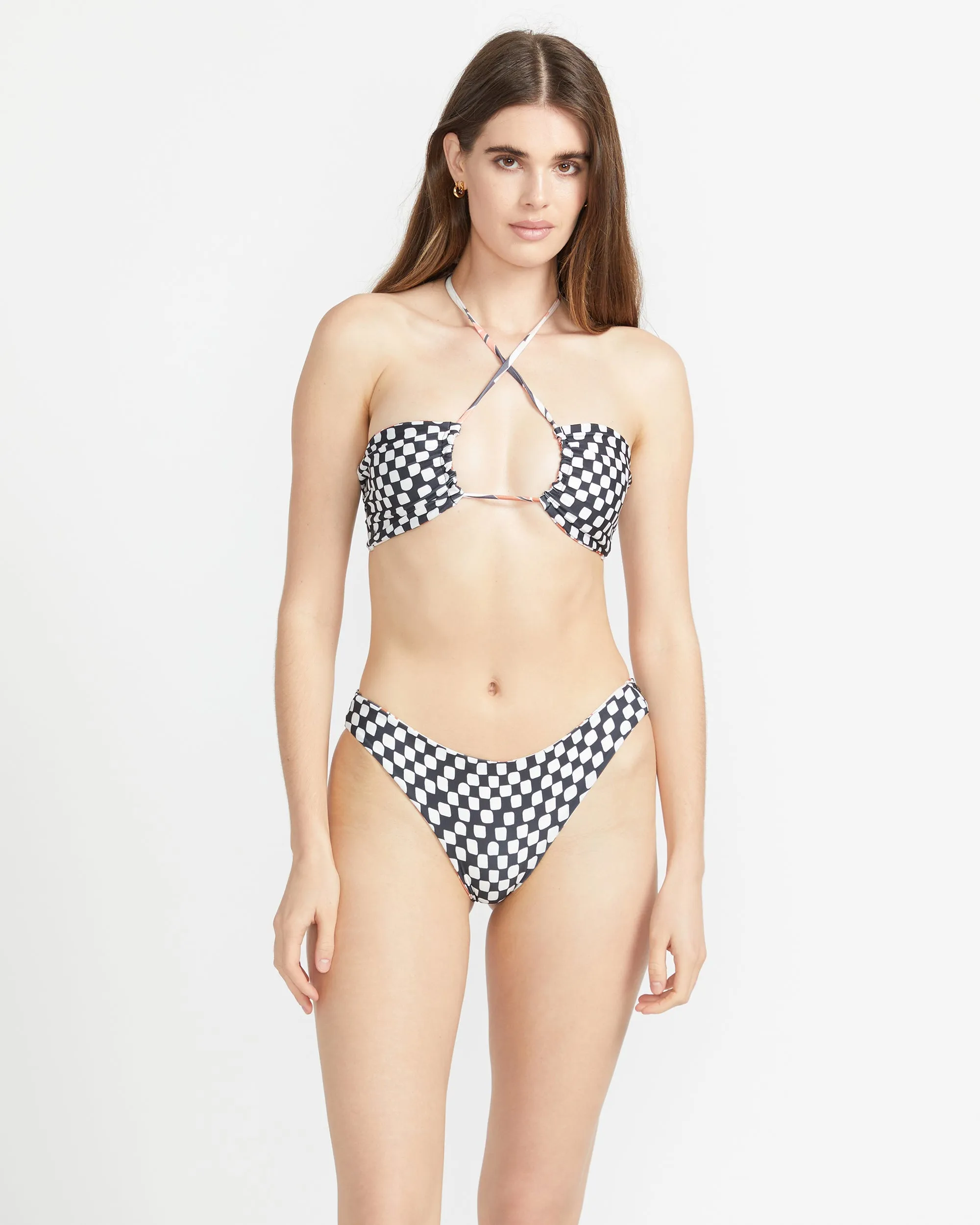 Check Mate Cheekini Bikini Bottom - Electric Coral