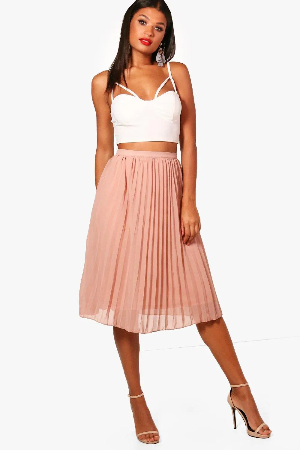 Chiffon Pleated Midi Skirt