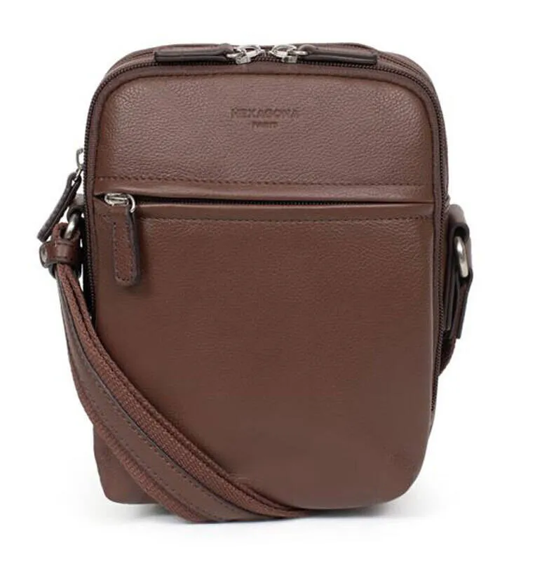 Chocolate men's leather bag 463107