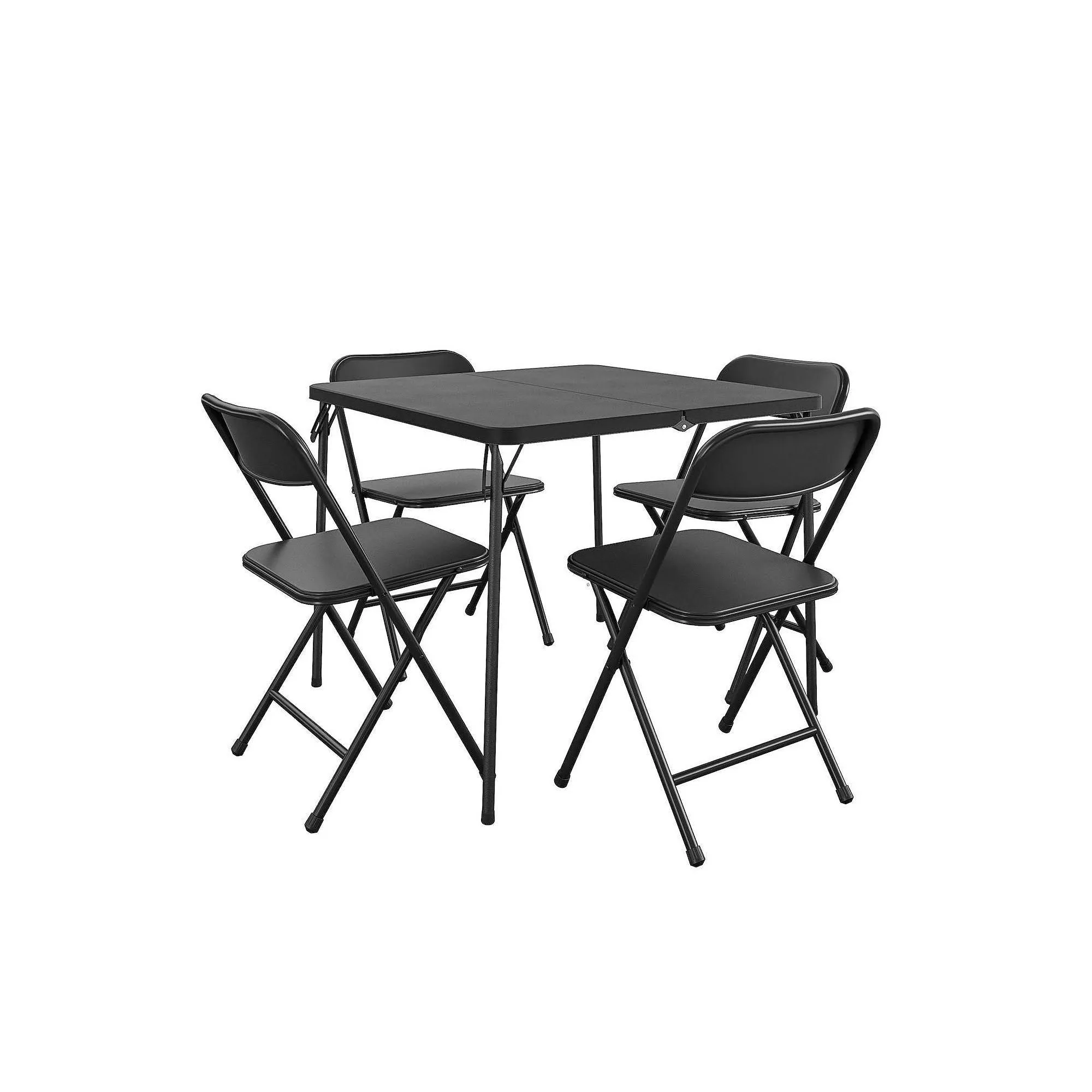 Cosco 5-Piece Solid Resin Folding Table & Chair Dining Set - Black