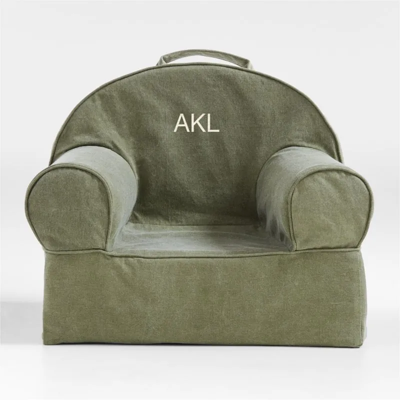 Crate&Barrel Cyprus Green Kids Lounge Nod Chair