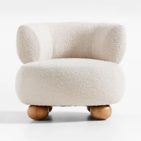 Crate&Barrel Oki Ivory Boucle Kids Lounge Chair