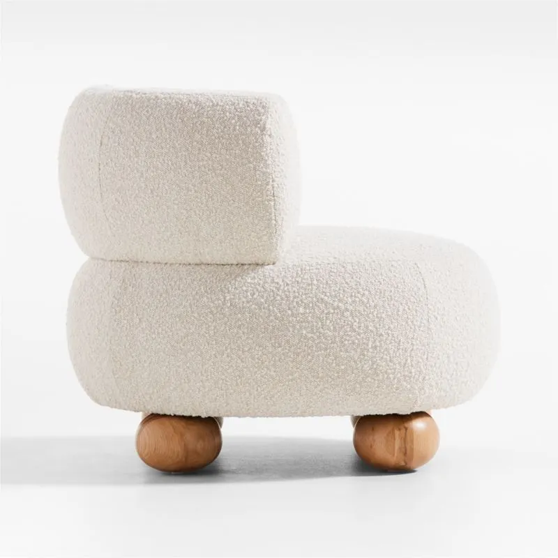 Crate&Barrel Oki Ivory Boucle Kids Lounge Chair