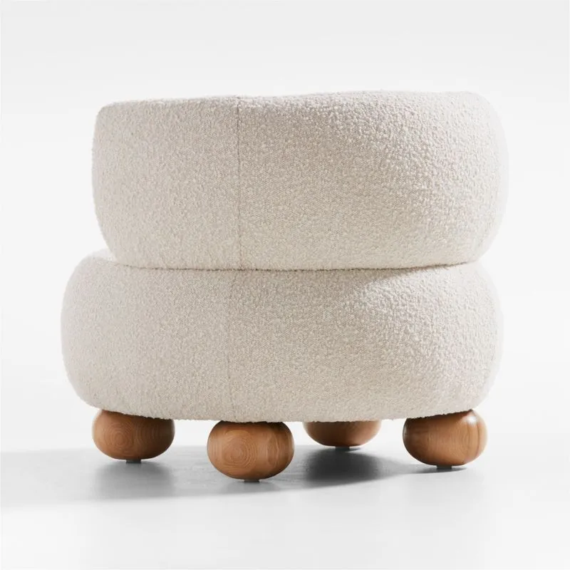 Crate&Barrel Oki Ivory Boucle Kids Lounge Chair