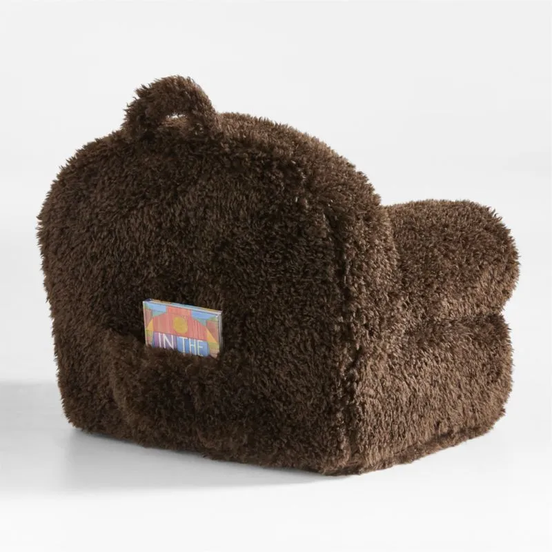 Crate&Barrel Sesame Brown Mongolian Faux Fur Kids Lounge Nod Chair