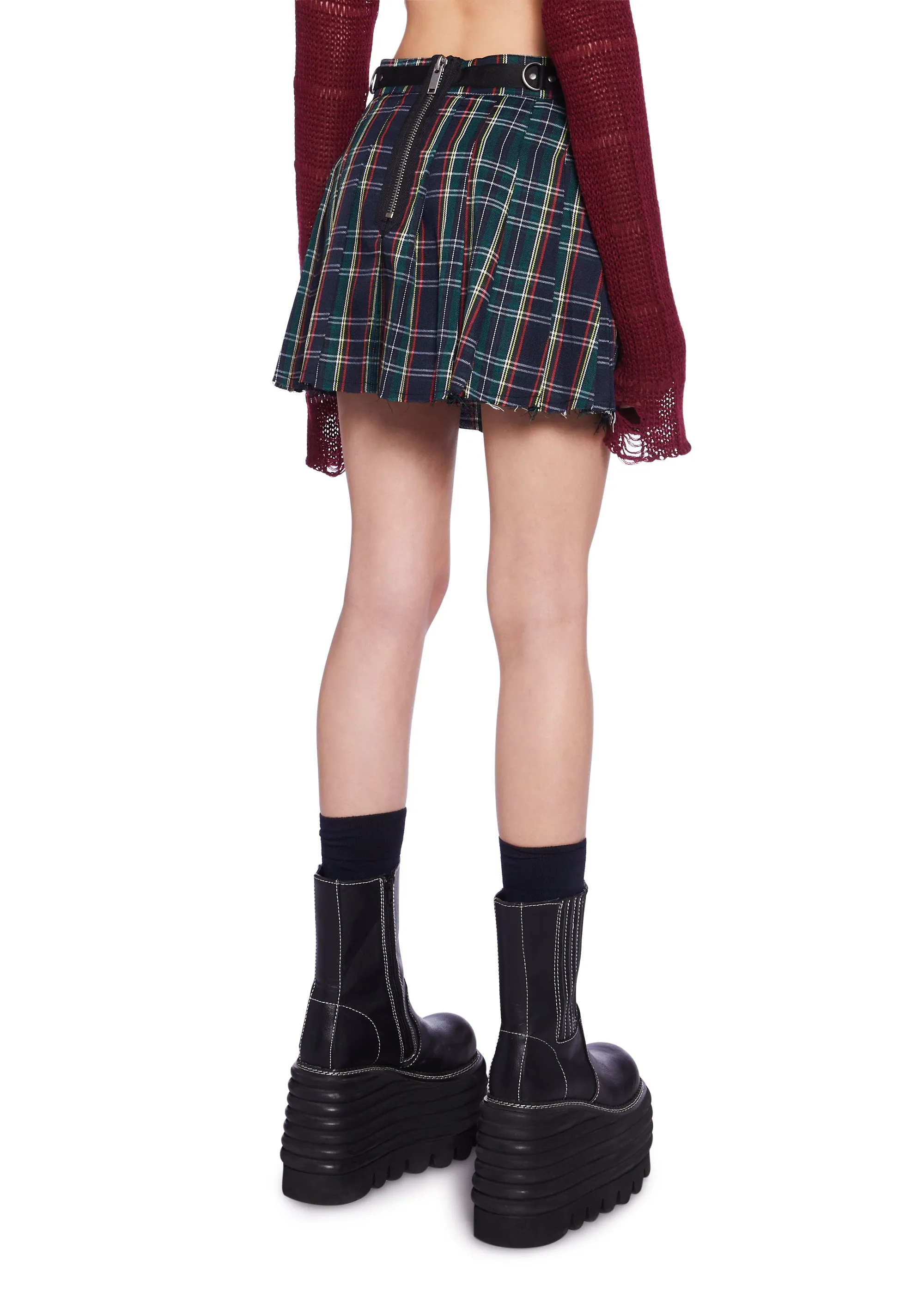 Crimson Dress Code Plaid Skirt-