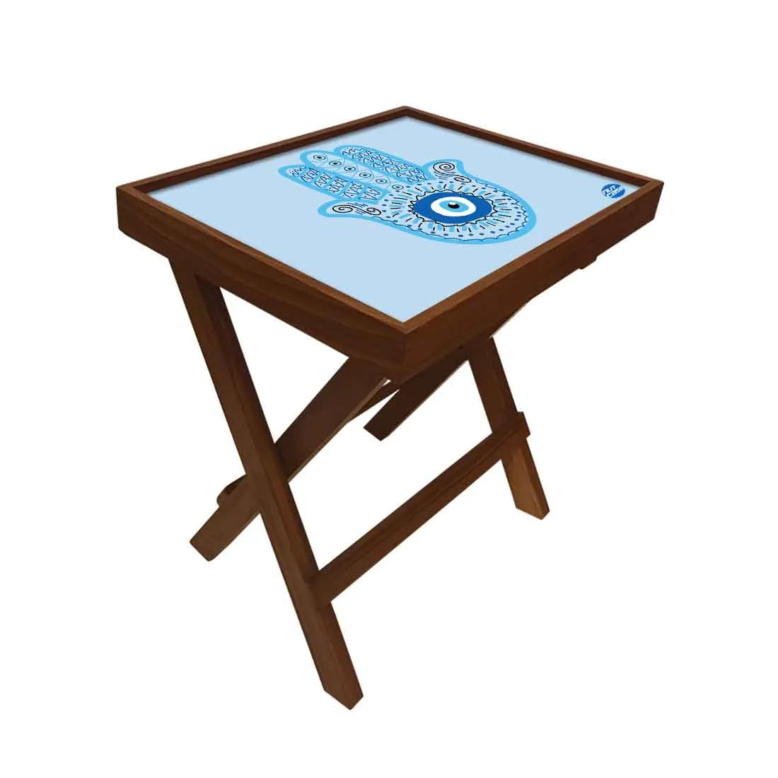 Designer Folding Wooden Side Table for Bedroom Living Room - Evil Eye Protector