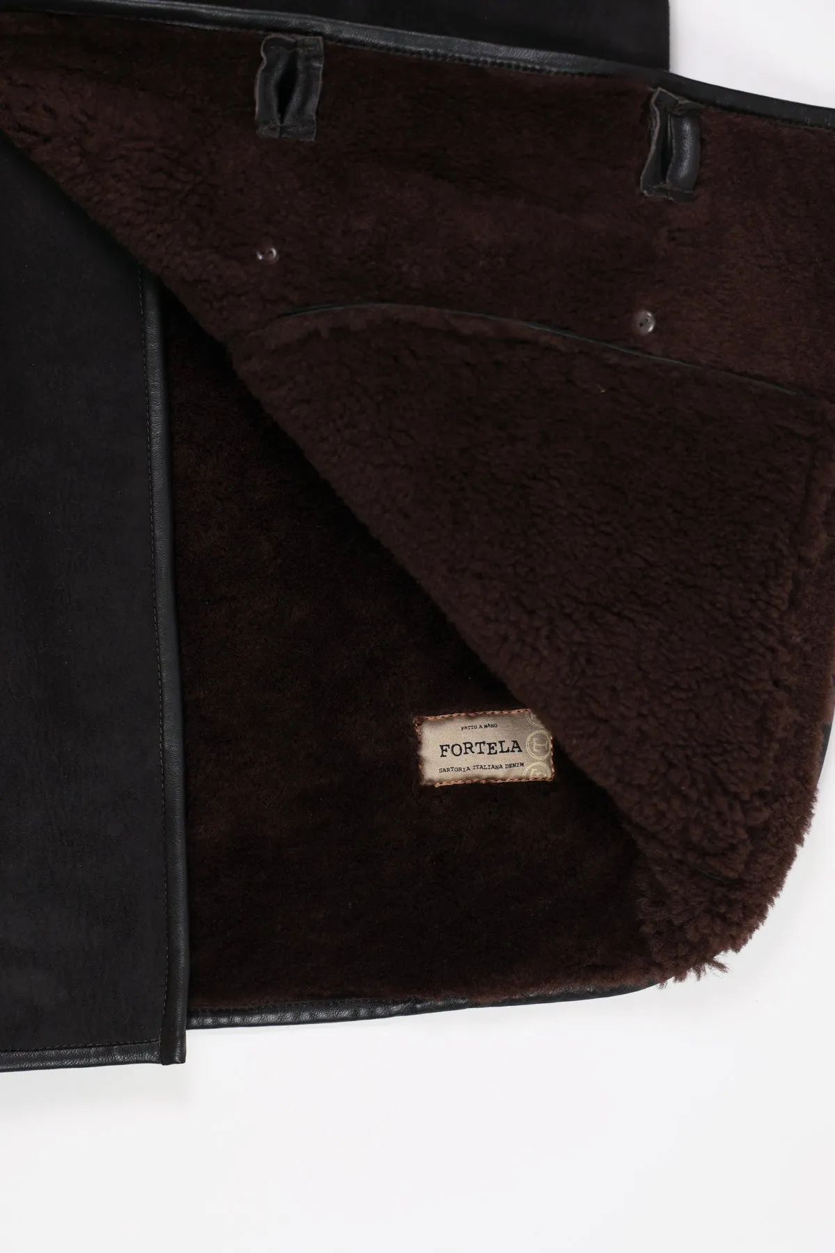 Double Breasted Shearling Jacket - Brown