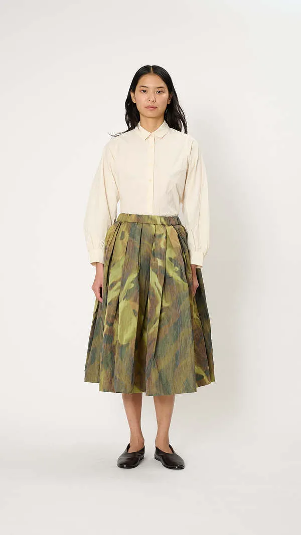 Double Rideau Skirt - Ikat Khaki