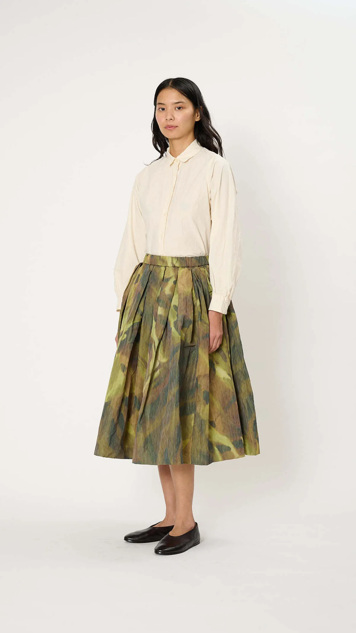 Double Rideau Skirt - Ikat Khaki