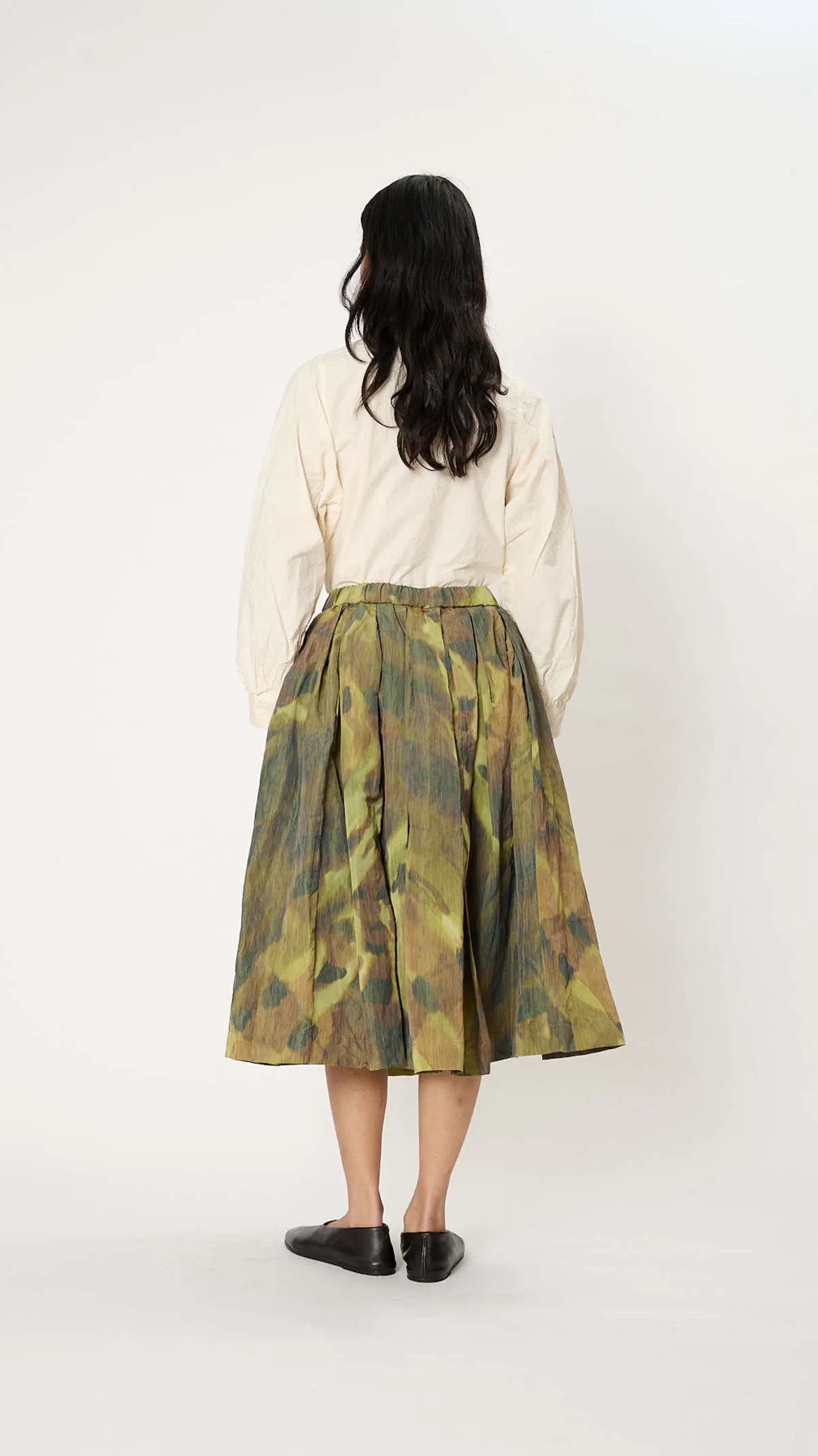 Double Rideau Skirt - Ikat Khaki