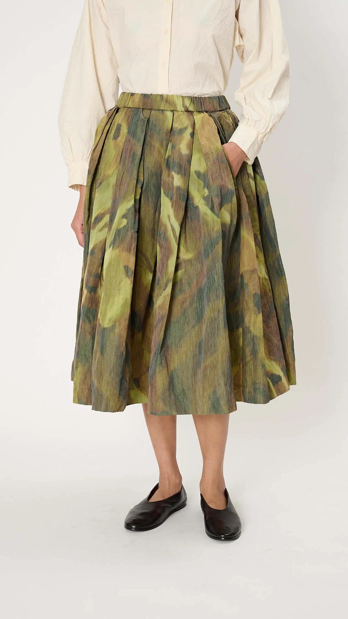 Double Rideau Skirt - Ikat Khaki