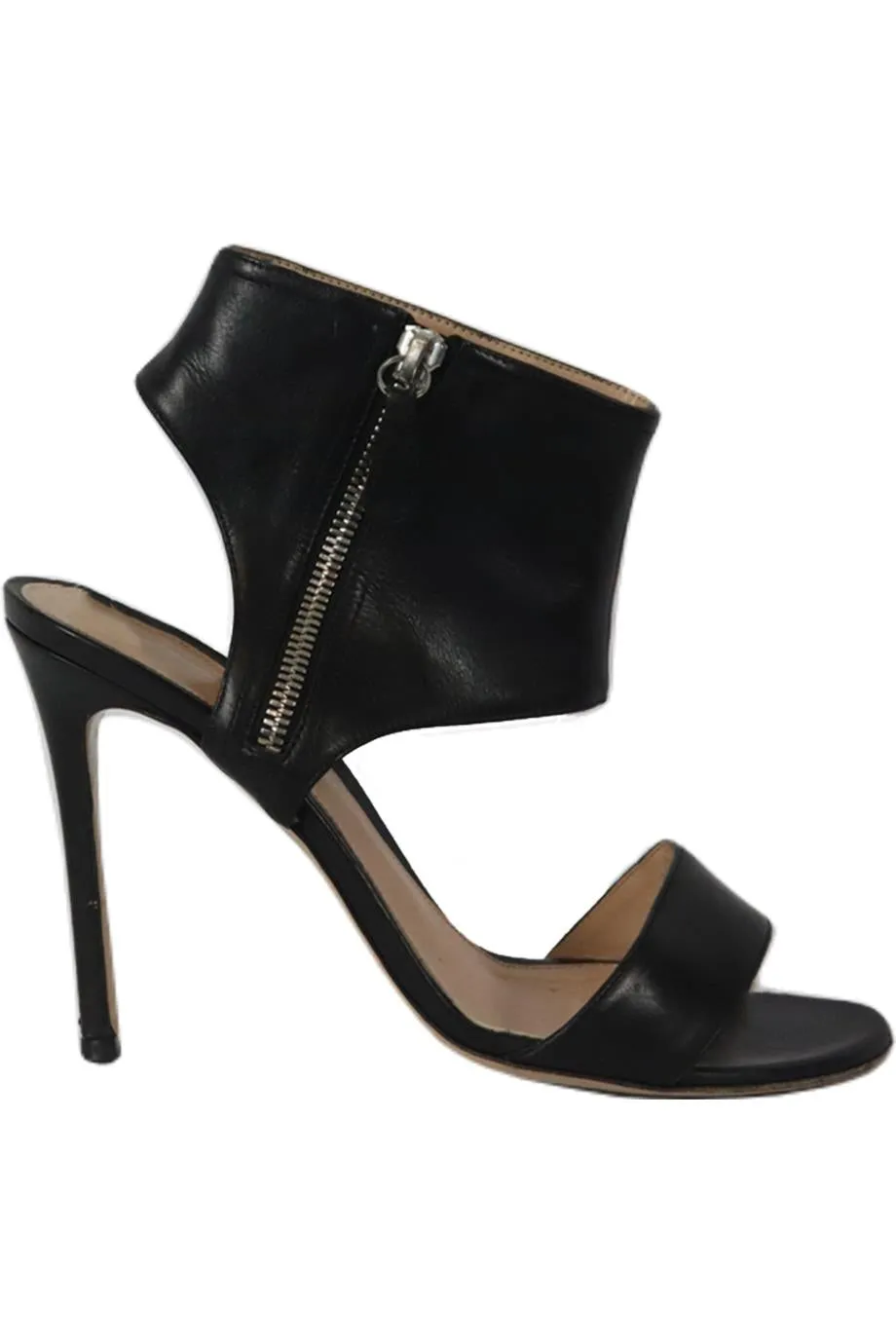 GIANVITO ROSSI ZIP DETAILED LEATHER SANDALS EU 38.5 UK 5.5 US 8.5