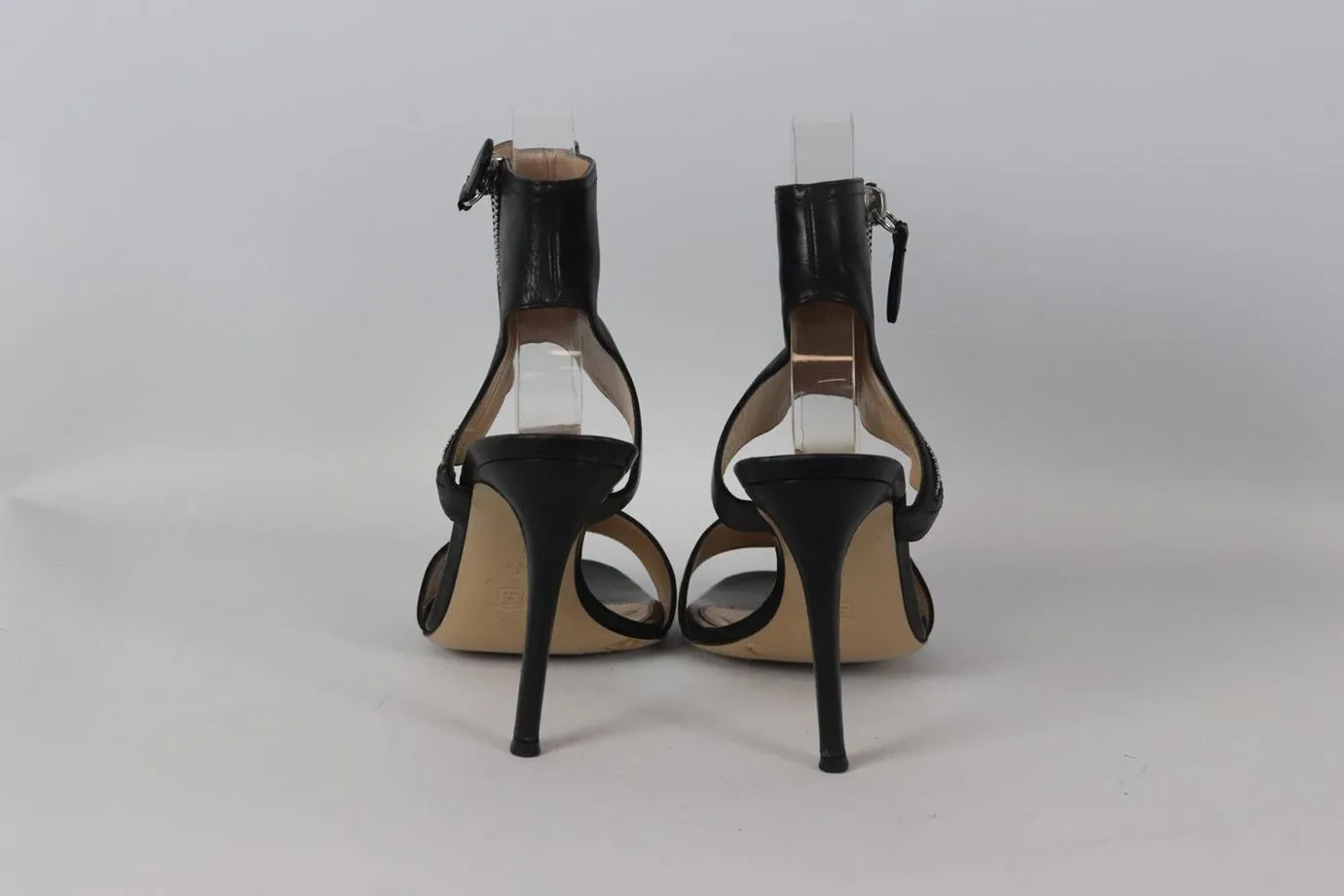 GIANVITO ROSSI ZIP DETAILED LEATHER SANDALS EU 38.5 UK 5.5 US 8.5