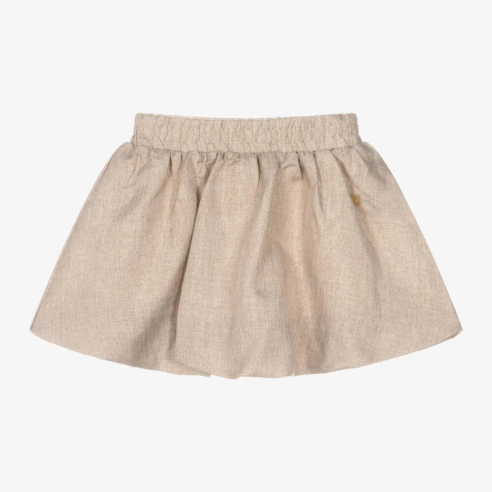 Girls Beige Shimmer Skirt