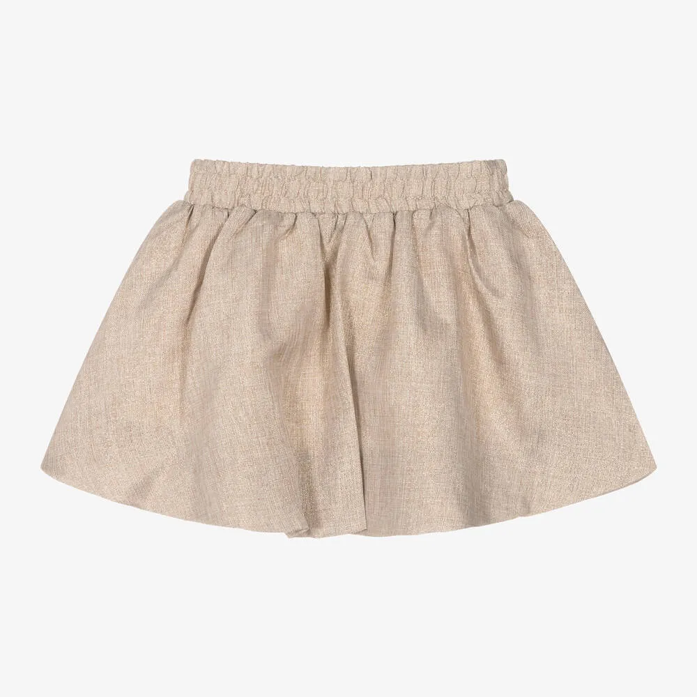 Girls Beige Shimmer Skirt