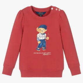 Girls Dark Red Polo Bear Sweatshirt